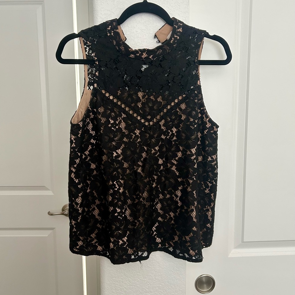 Wayf Black Lace Sleeveless Blouse